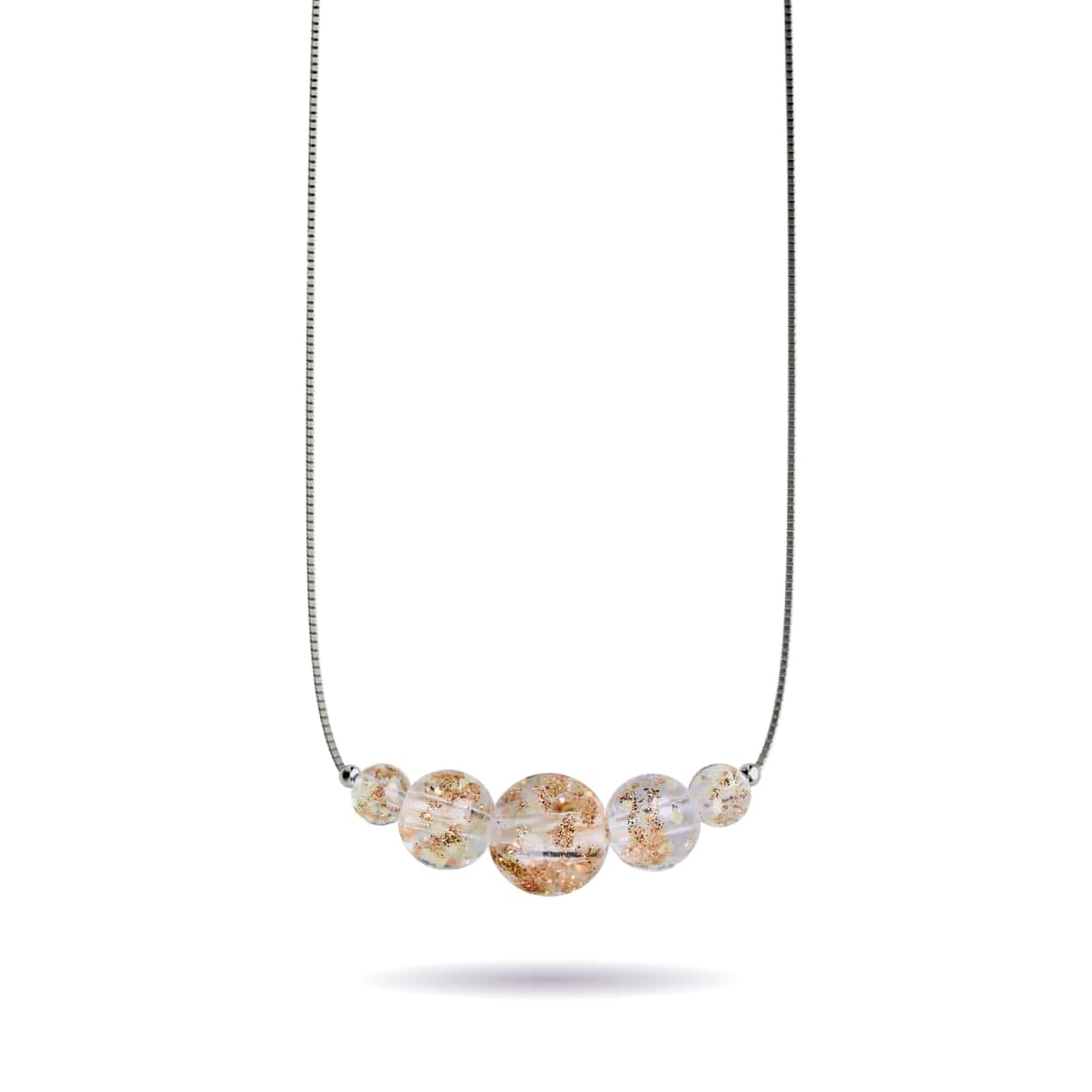 Alabaster | 925er Sterlingsilber | Glühwürmchen-Glas-Halskette mit Unendlichkeitsverschluss